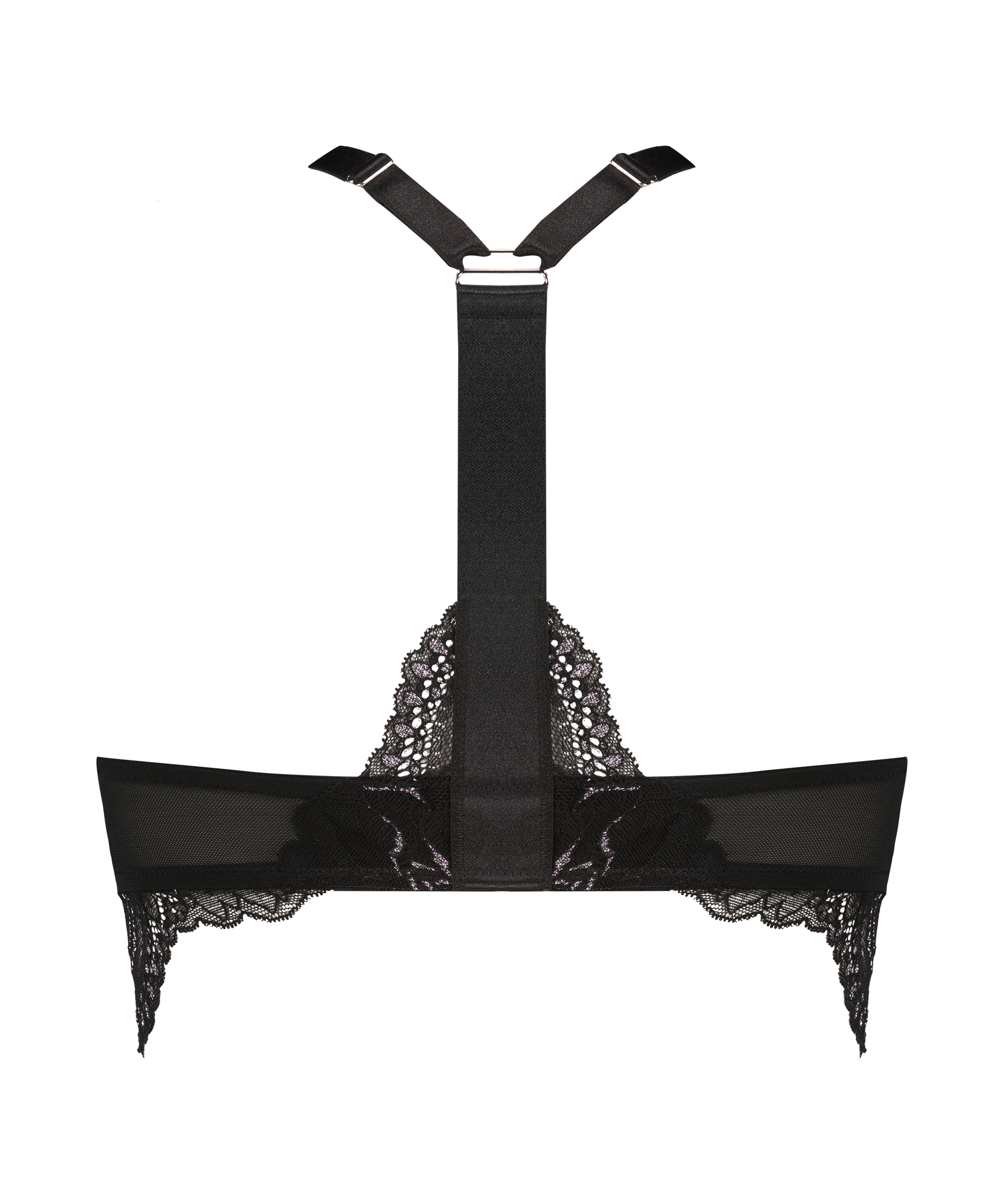 Sujetador push-up longline con aros y relleno Donna Sparkle, Negro, main