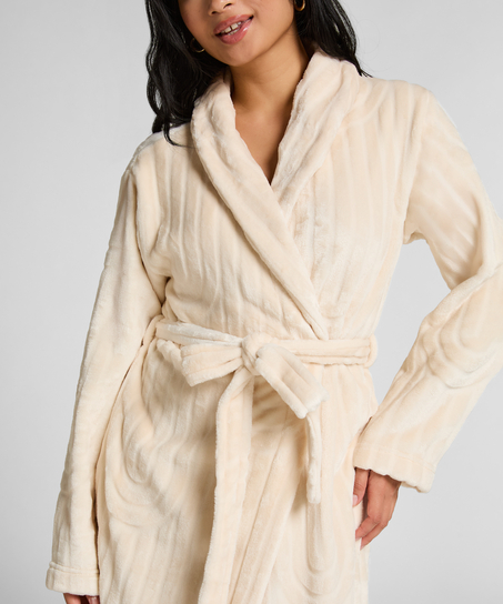 Albornoz largo de fleece, Blanco