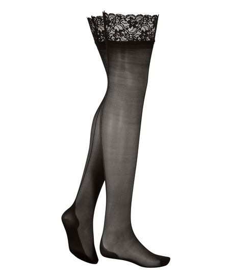 Medias 15 denier Lace Backseam, Negro
