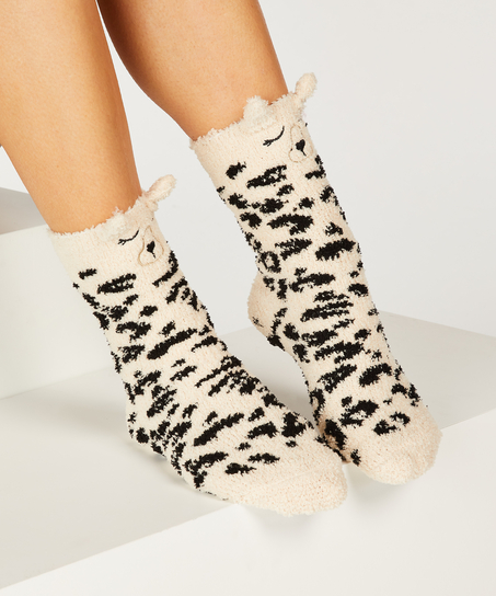 Calcetines de leopardo de las nieves, Beige