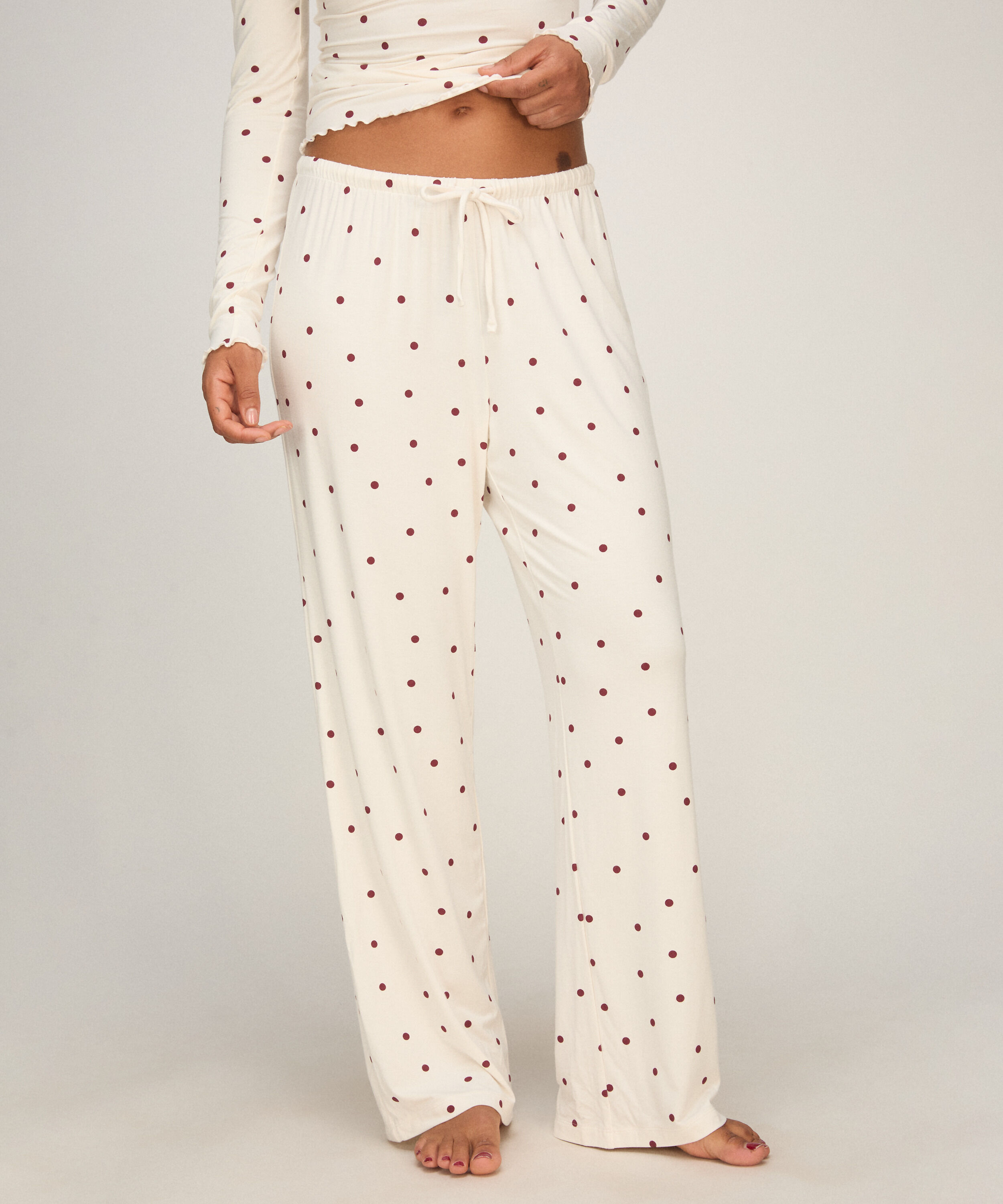 Pantalones de pijama Jersey Dot, Blanco Pantalones de pijama Jersey Dot, Blanco