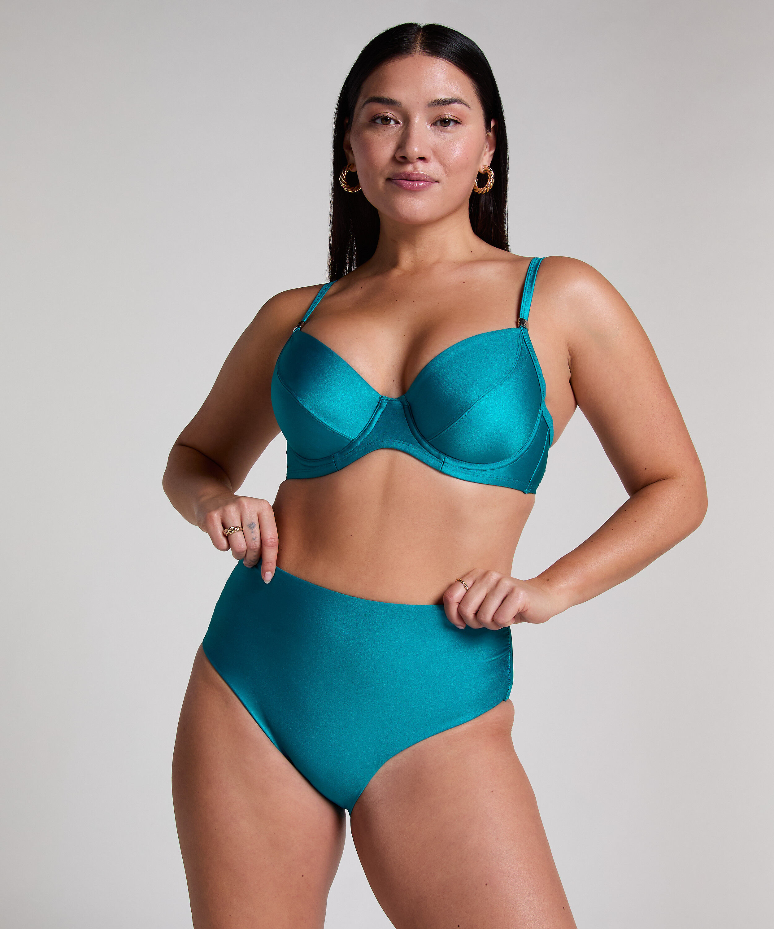 Top de bikini con aros sin relleno Aqua, Verde