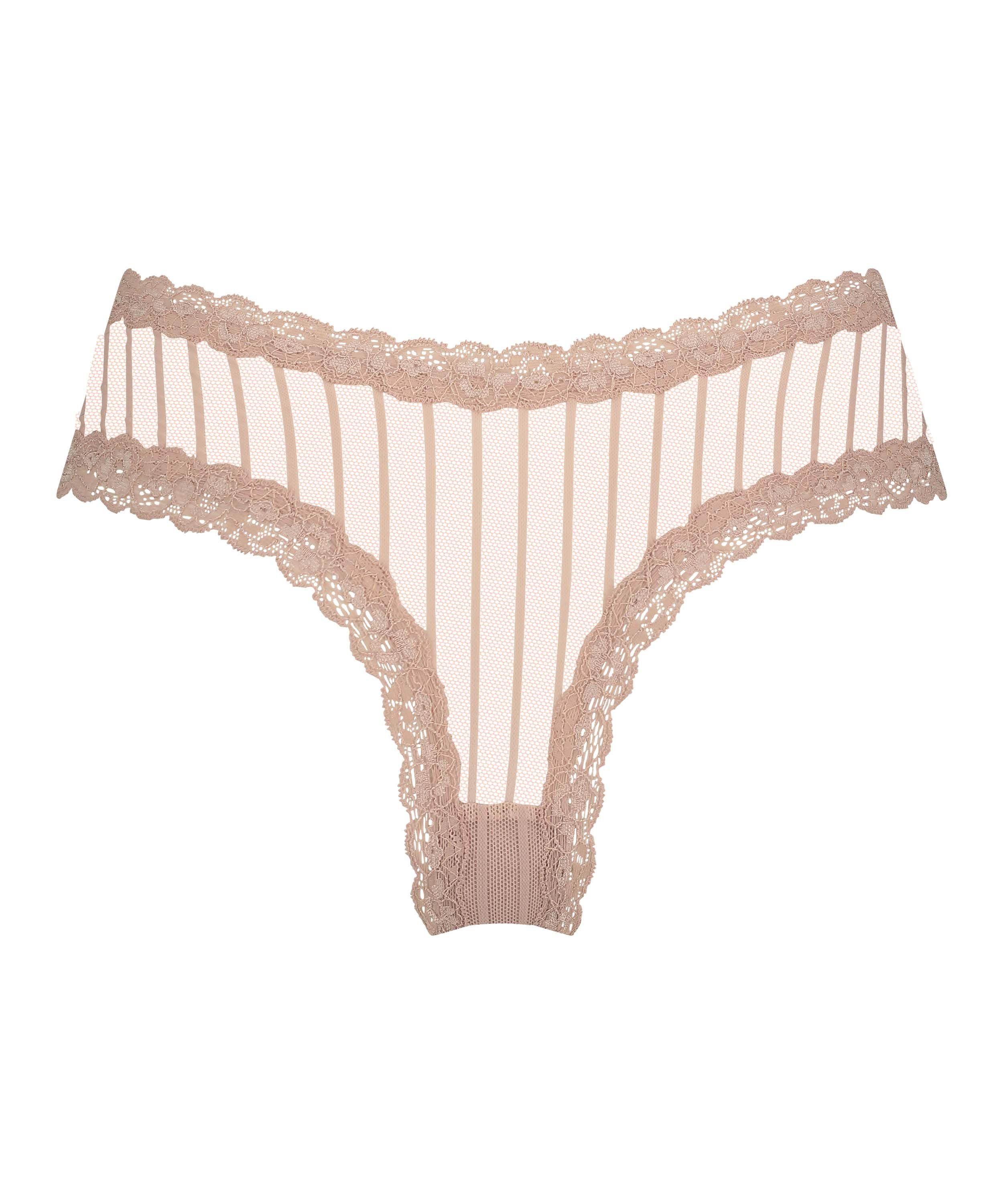 Brasile&ntilde;a en forma de V burn-out mesh, Beige, main
