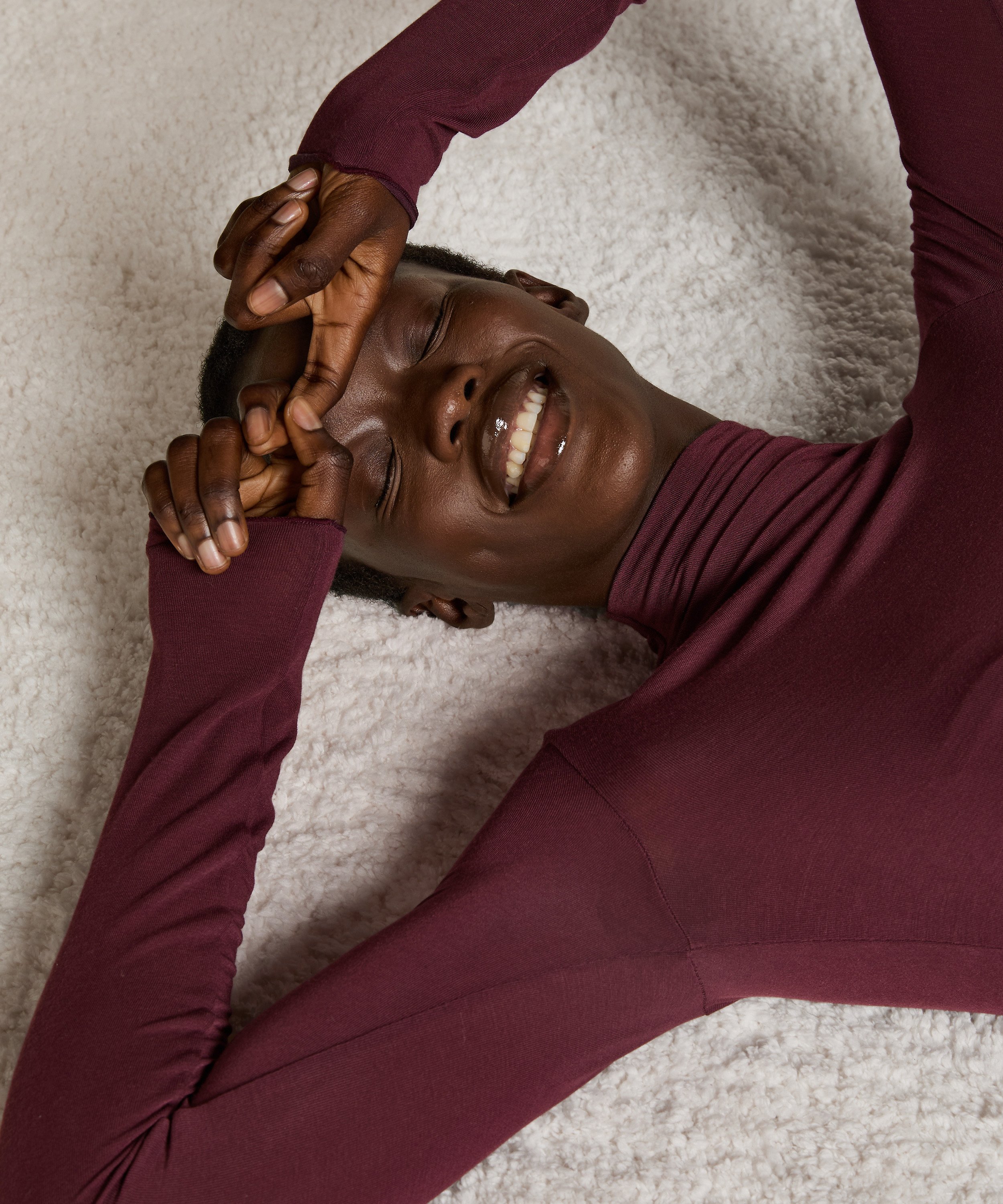 Camiseta de cachemir con cuello alto super suave, Morado, main