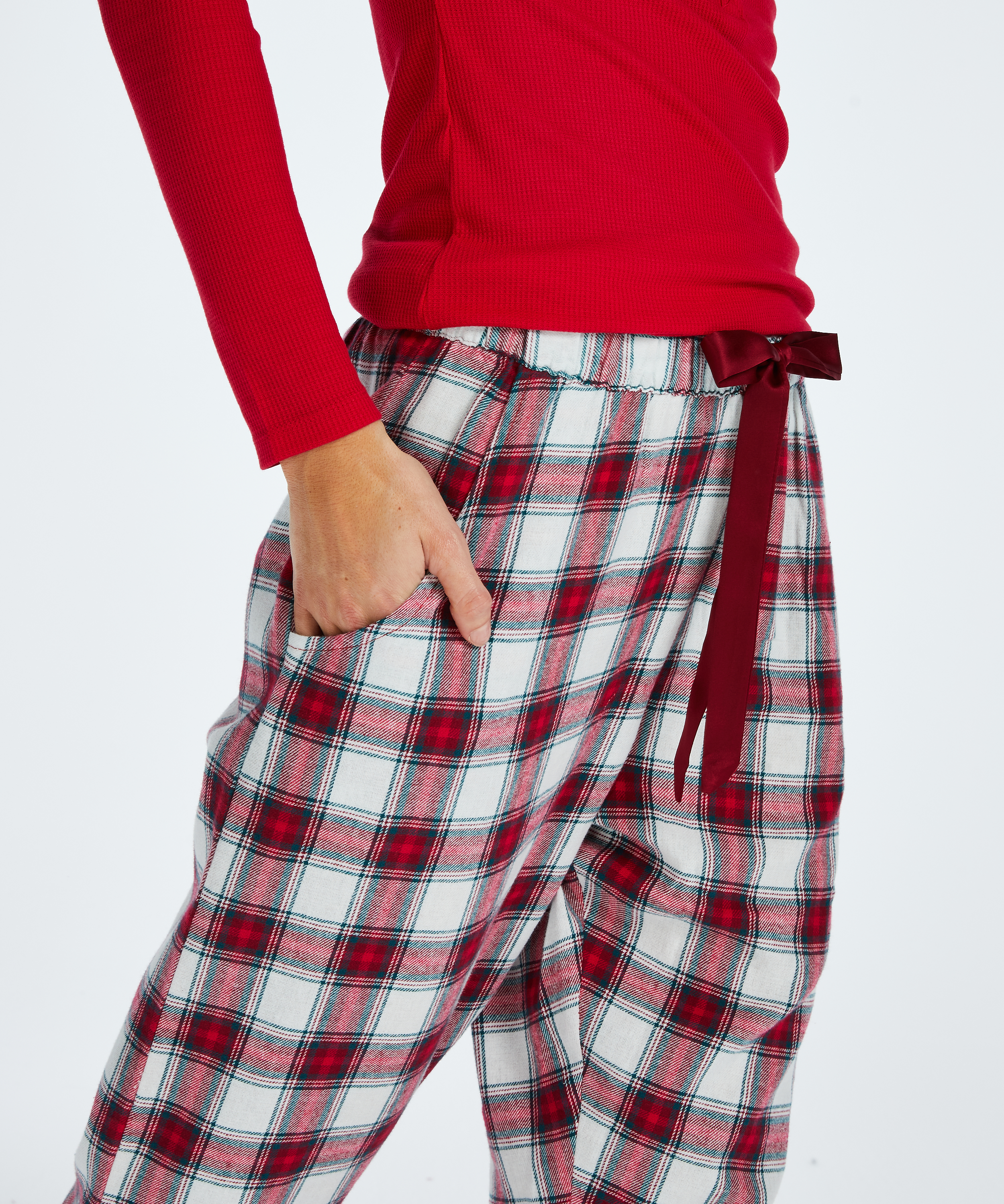 Pantal&oacute;n de pijama Petite Twill Check, Rojo, main