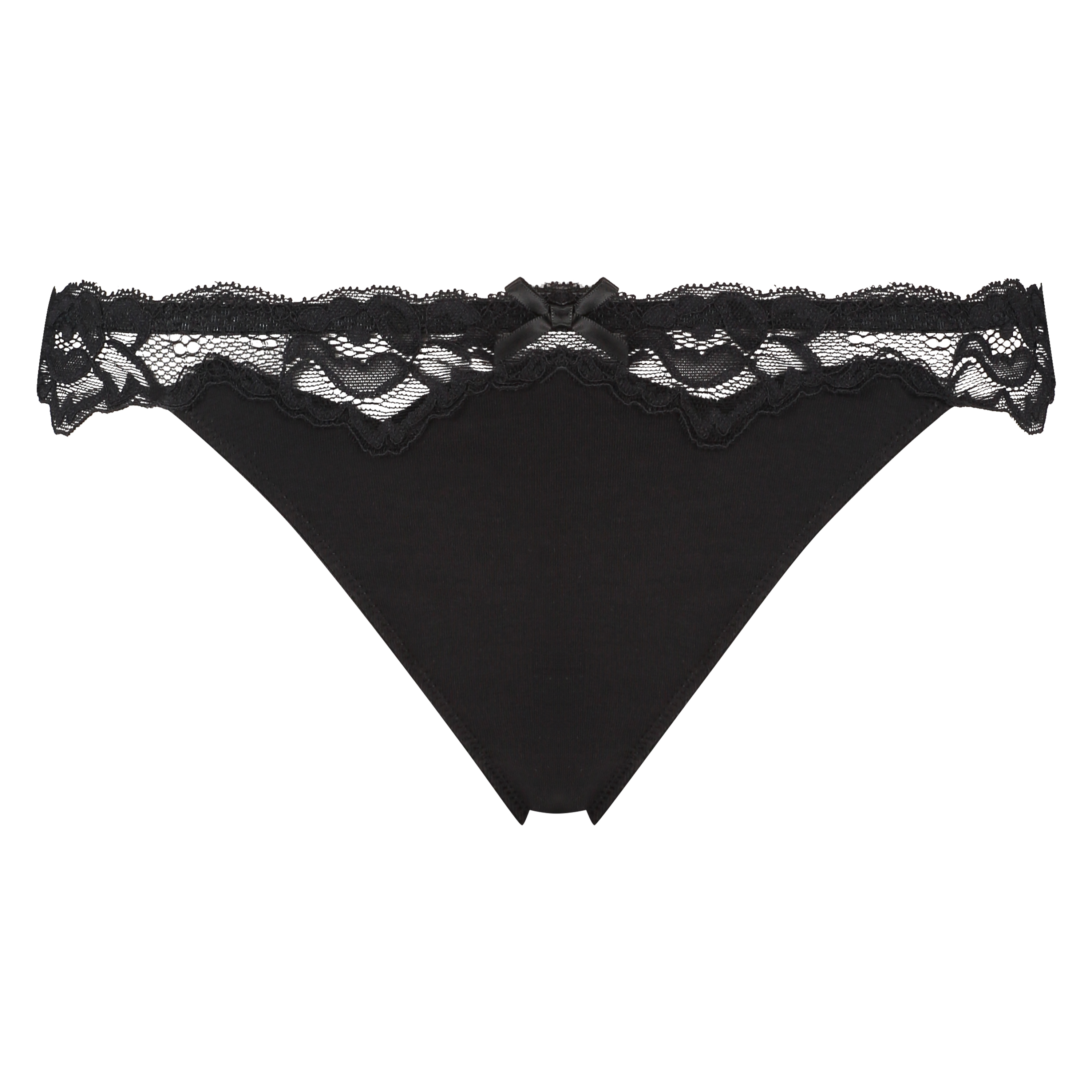 Tanga de algod&oacute;n Secret Lace, Negro, main