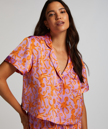 Chaqueta de manga corta de satén, Morado