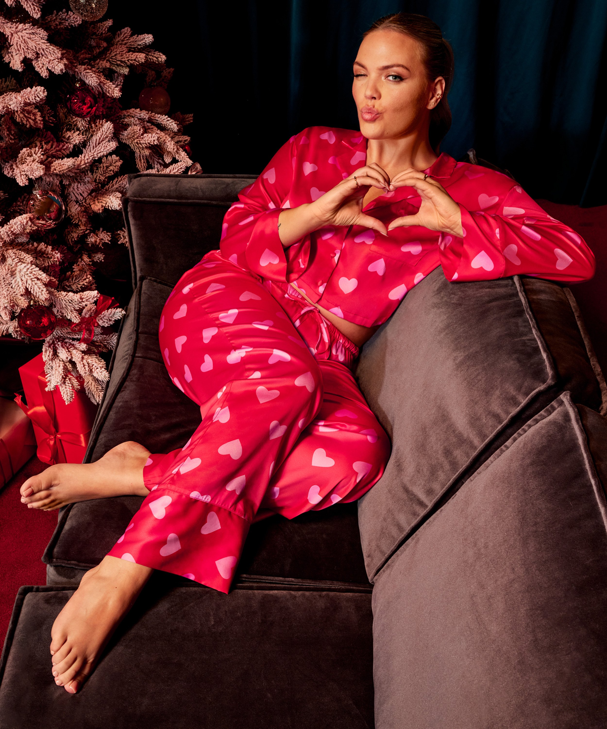 Pantalón de satén, Rojo, main