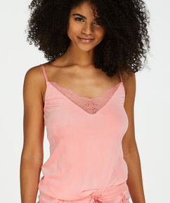Top Velours Lace, Naranja