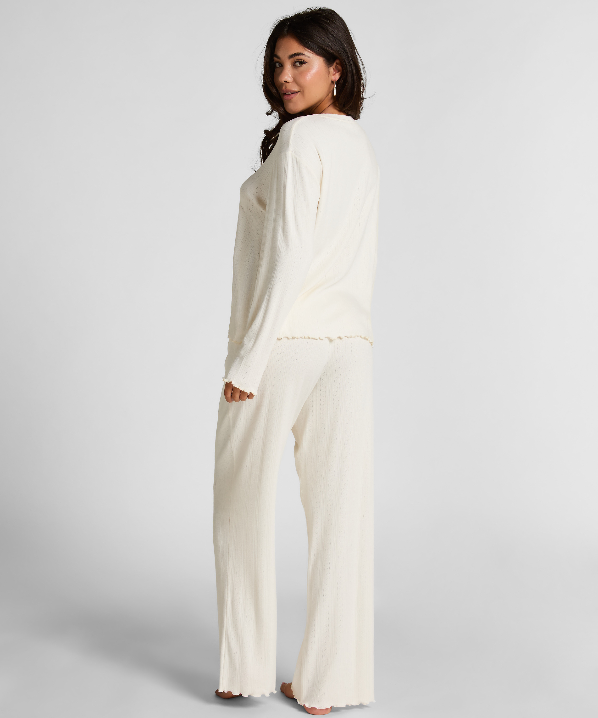 Pyjama Top Loose Pointelle, Blanco, main