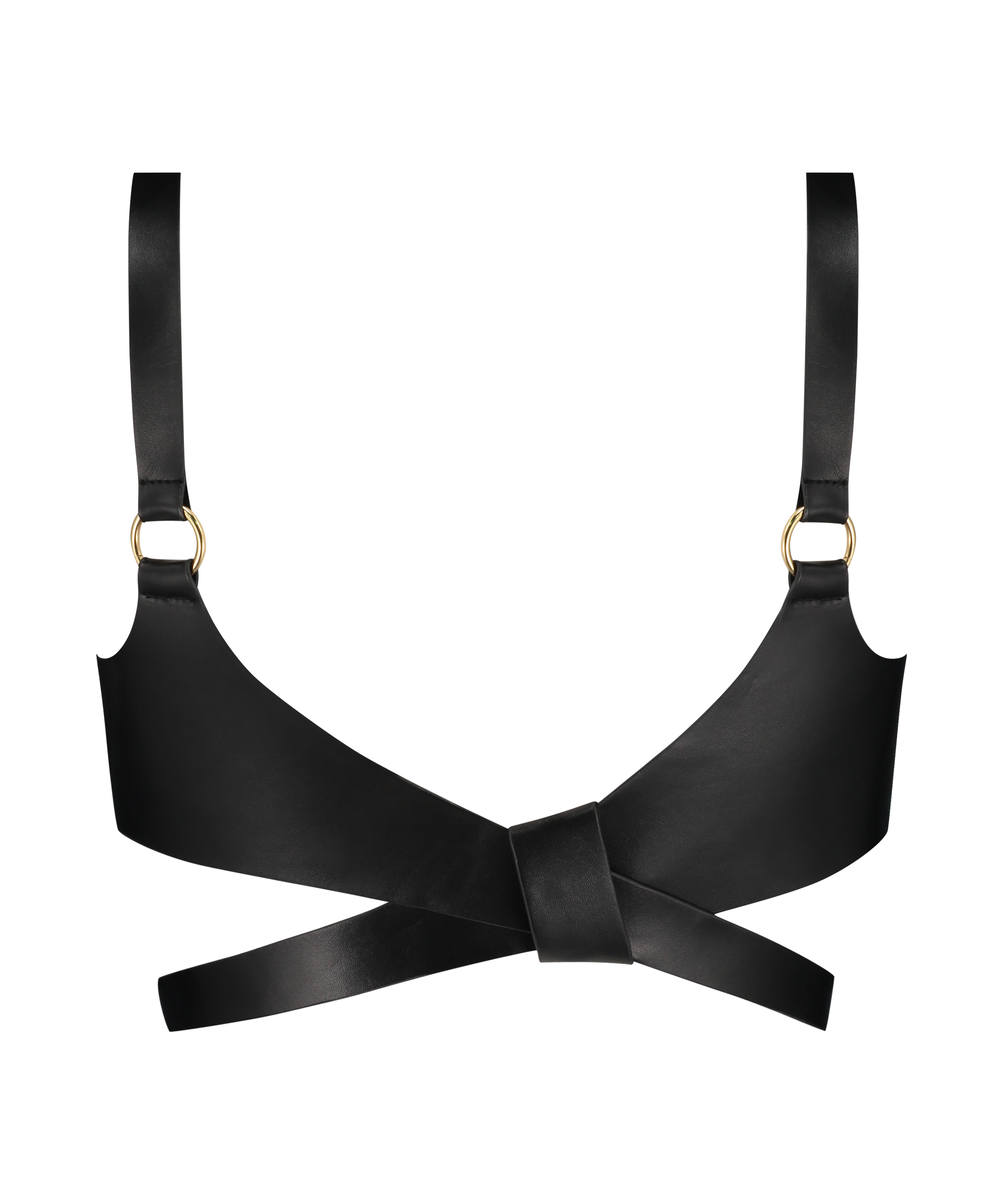 Bralette sin tirantes de piel sintética, Negro, main