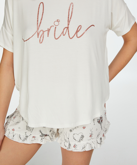 Conjunto de pijama corto Bridal, Blanco