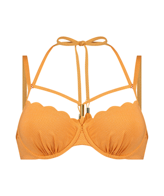 Top de bikini de lúrex Scallop, Naranja