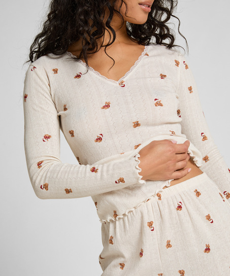 Pantal&oacute;n de pijama Pointelle, Blanco