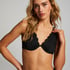 Top de bikini de aros no preformado Scallop, Negro