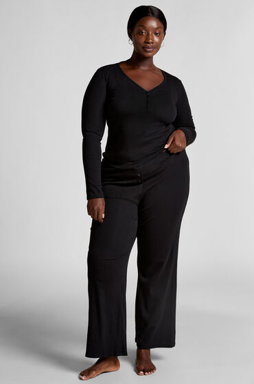 Hunkemöller Top de pijama Henley Negro