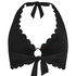 Top de bikini con cuello halter Scallop, Negro