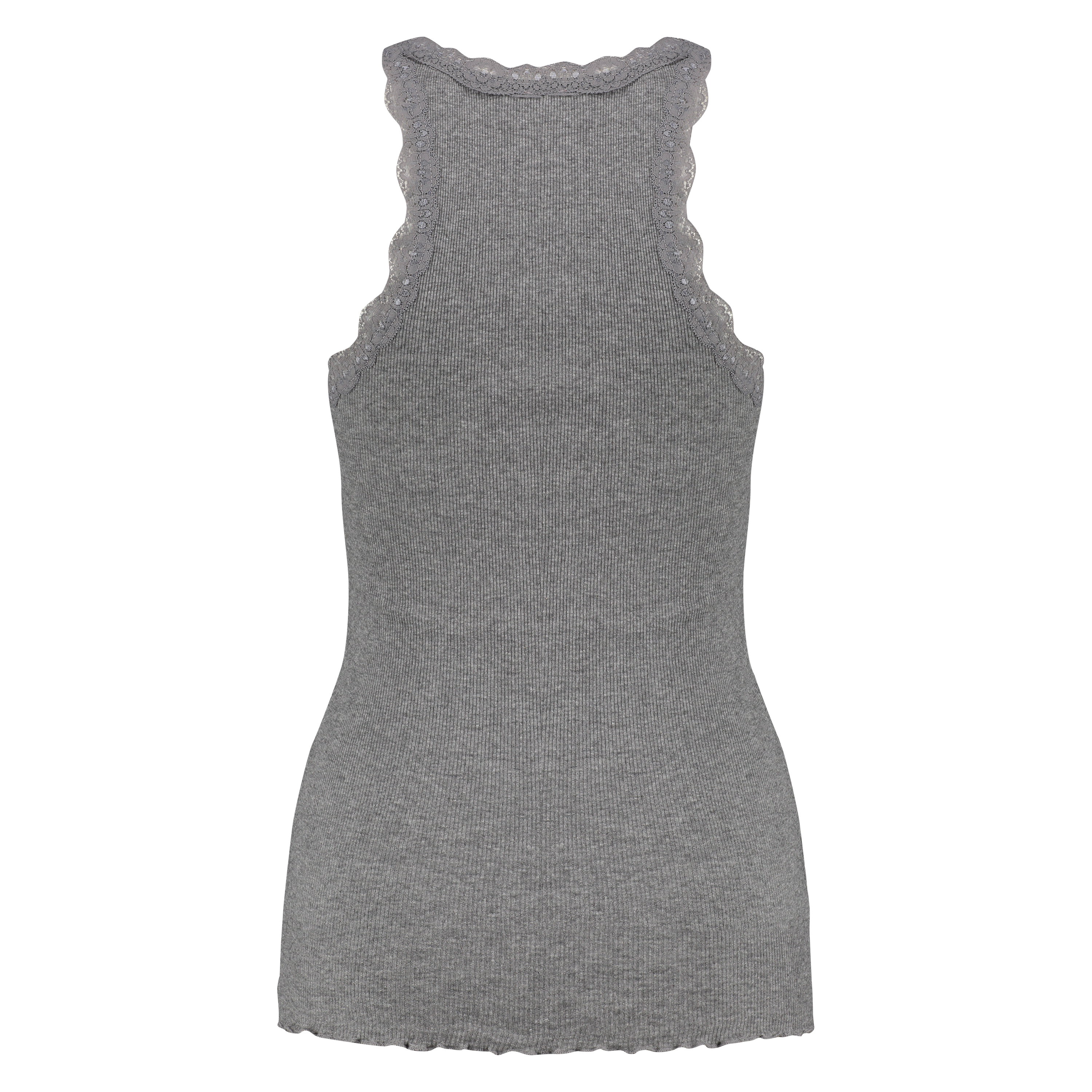 Top de punto acanalado Cami lace, Gris, main