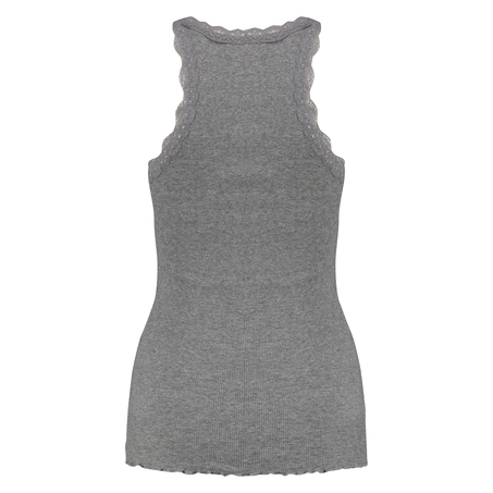Top de punto acanalado Cami lace, Gris