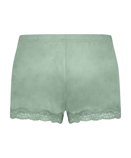Pantalón corto de terciopelo y encaje, Verde
