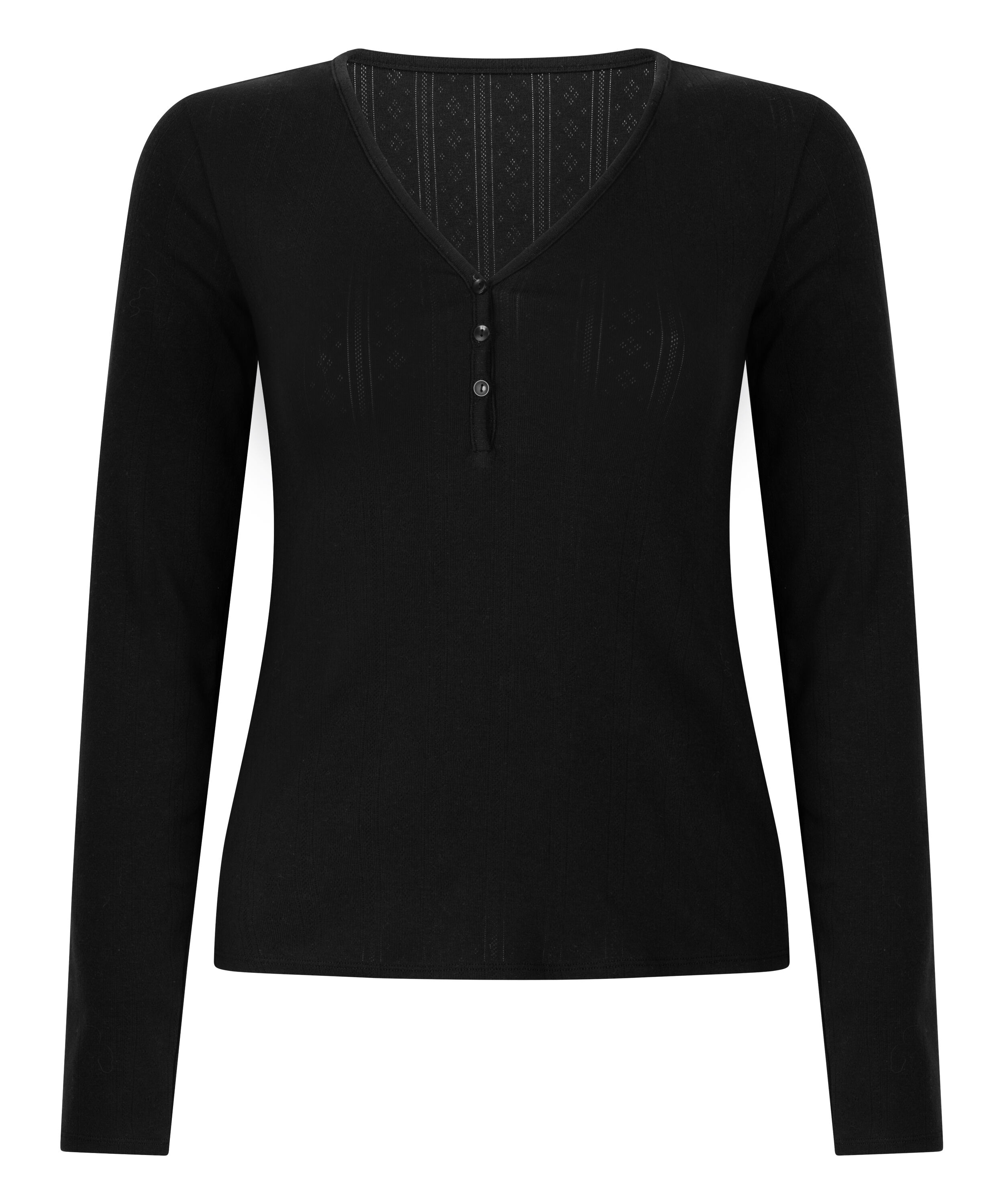 Top de pijama Henley, Negro