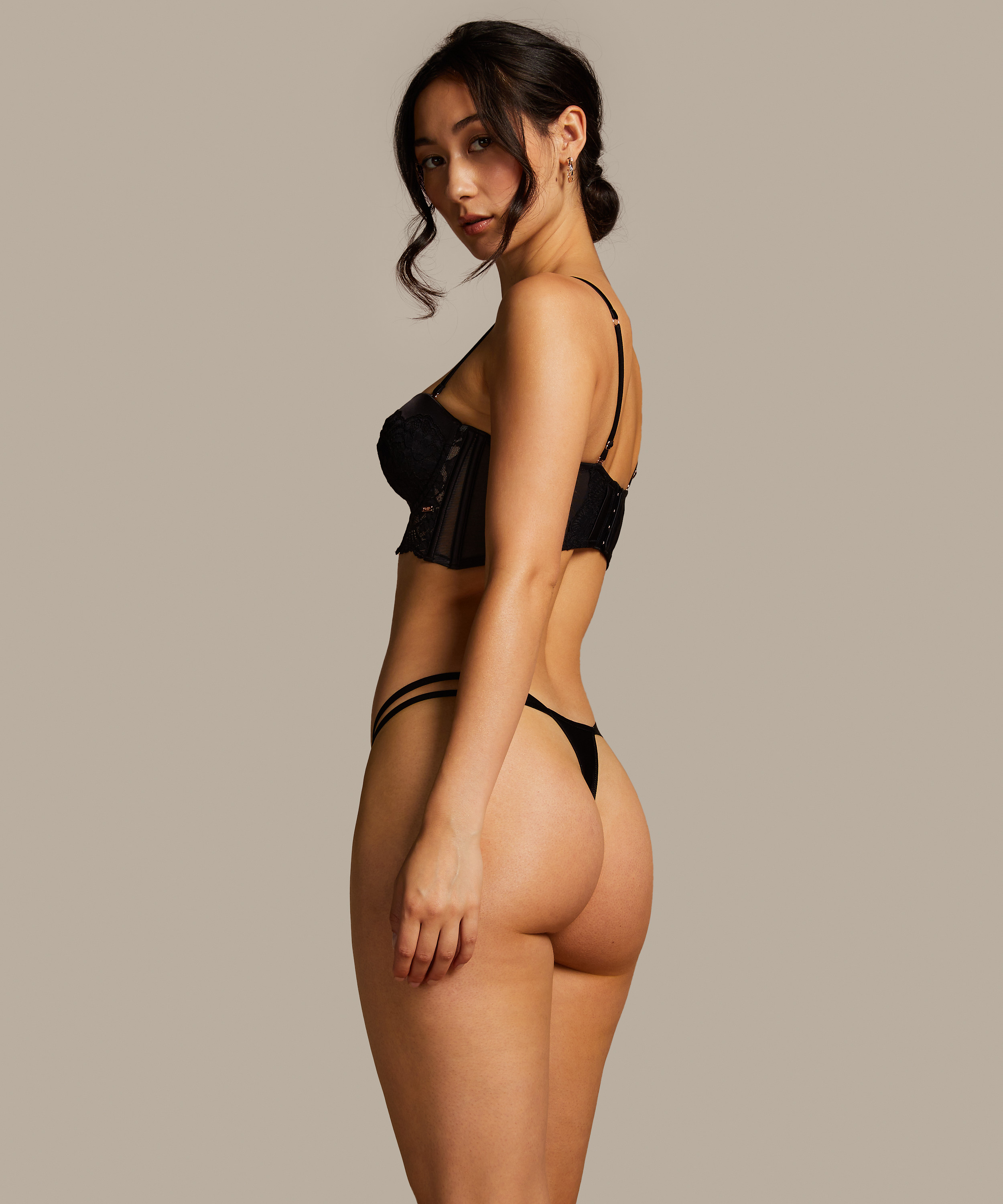 Sujetador longline con aros sin tirantes Jamie, Negro, main