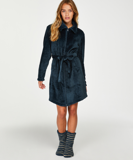 Albornoz Zip Fleece, Azul