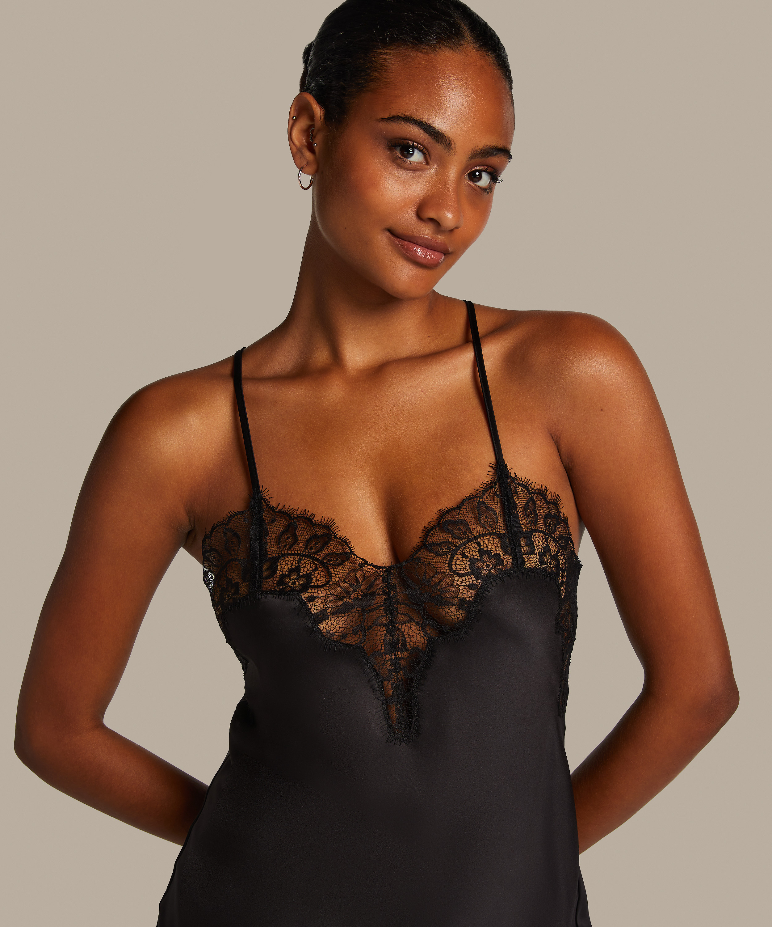 Vestido lencero Valerie, Negro, main