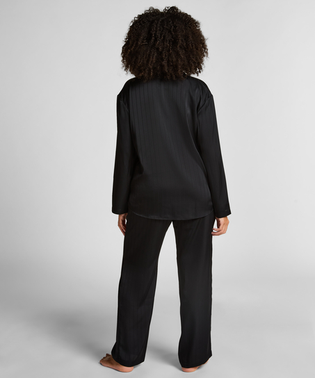 Pantalones de sat&eacute;n a rayas, Negro