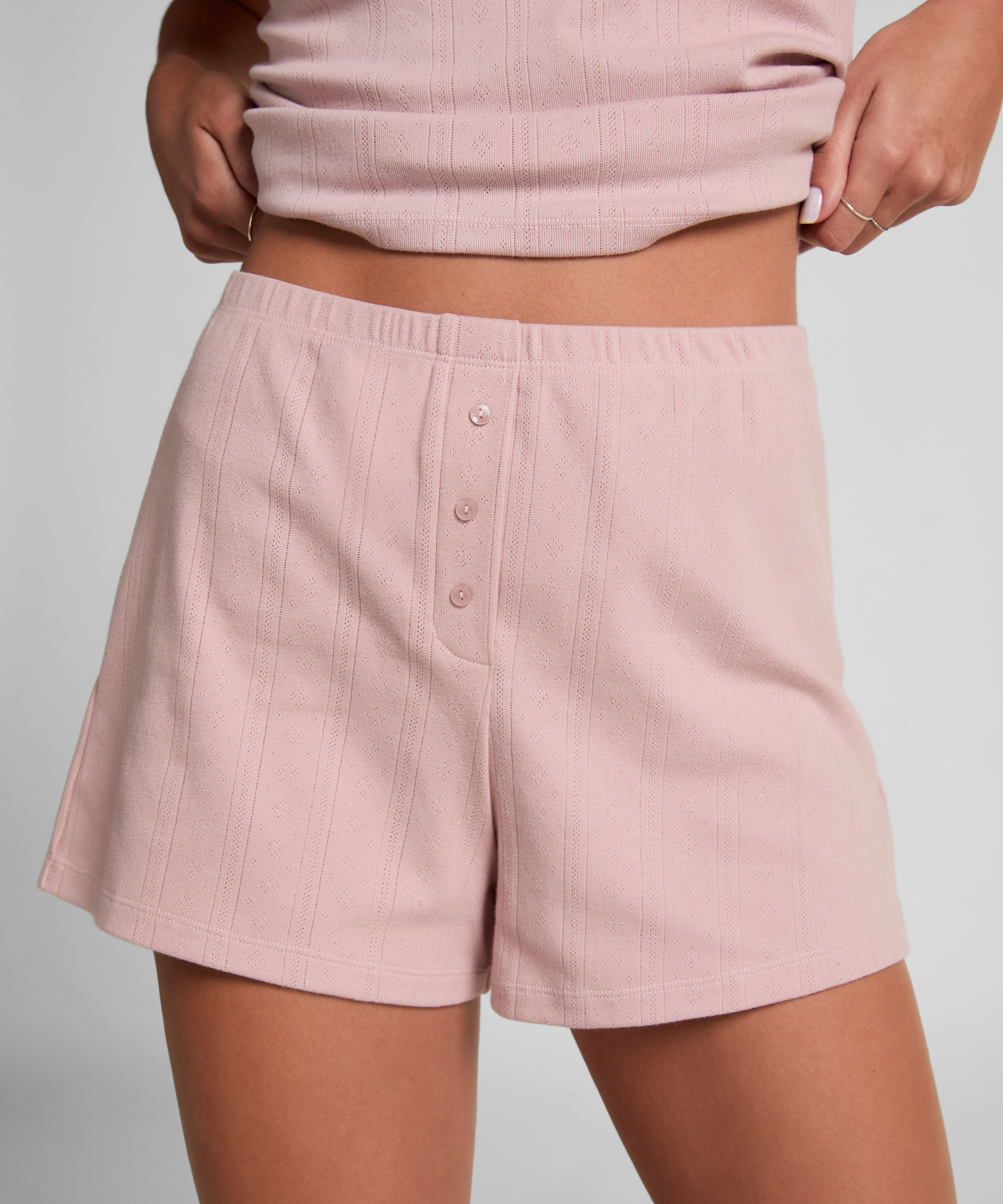 Short en pointelle, Rosa, main