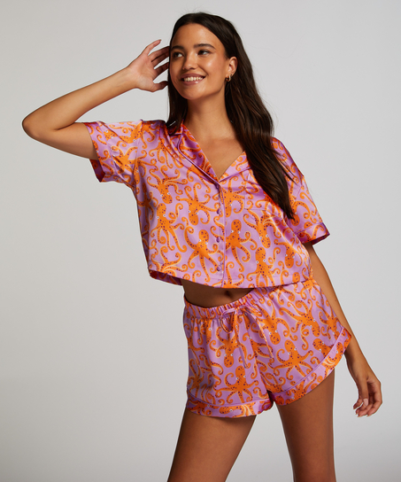 Chaqueta de manga corta de sat&eacute;n, Morado