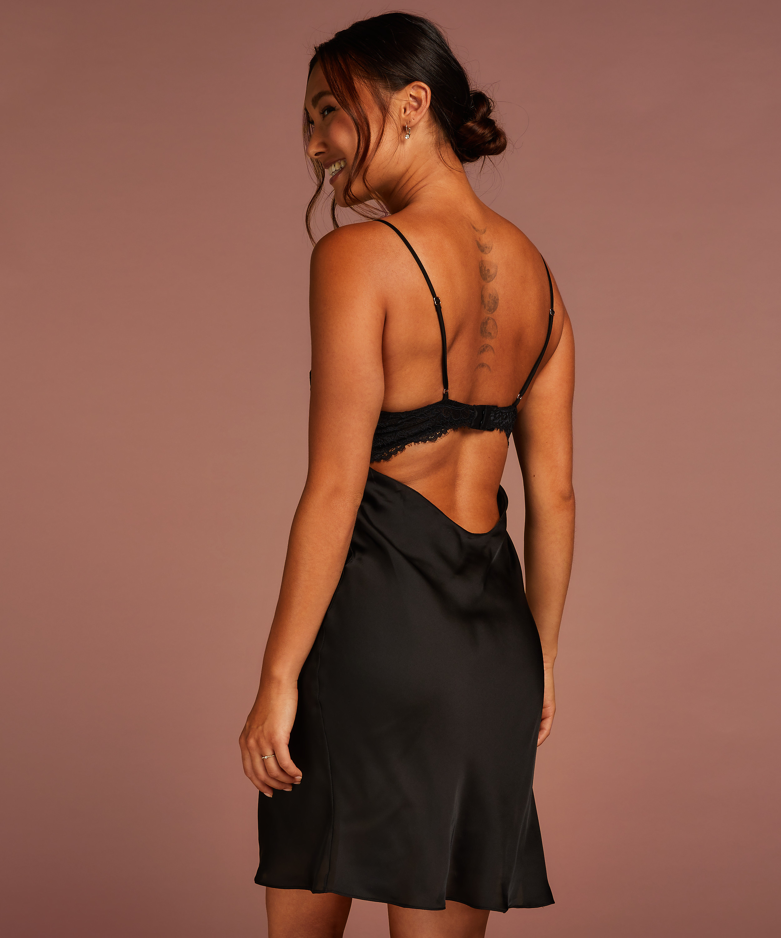 Vestido lencero Lora, Negro, main