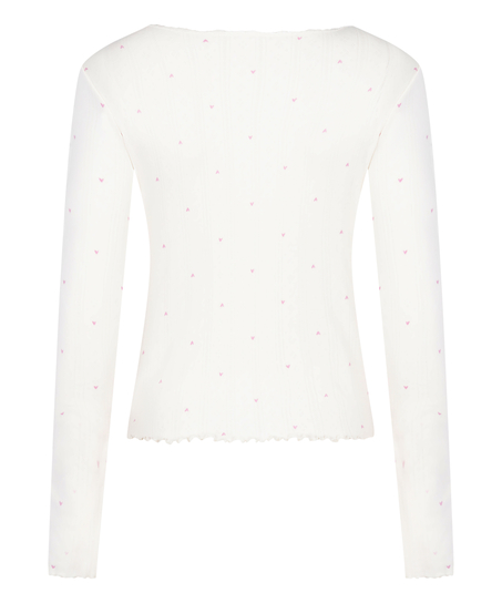 Top de pijama de pointelle, Blanco