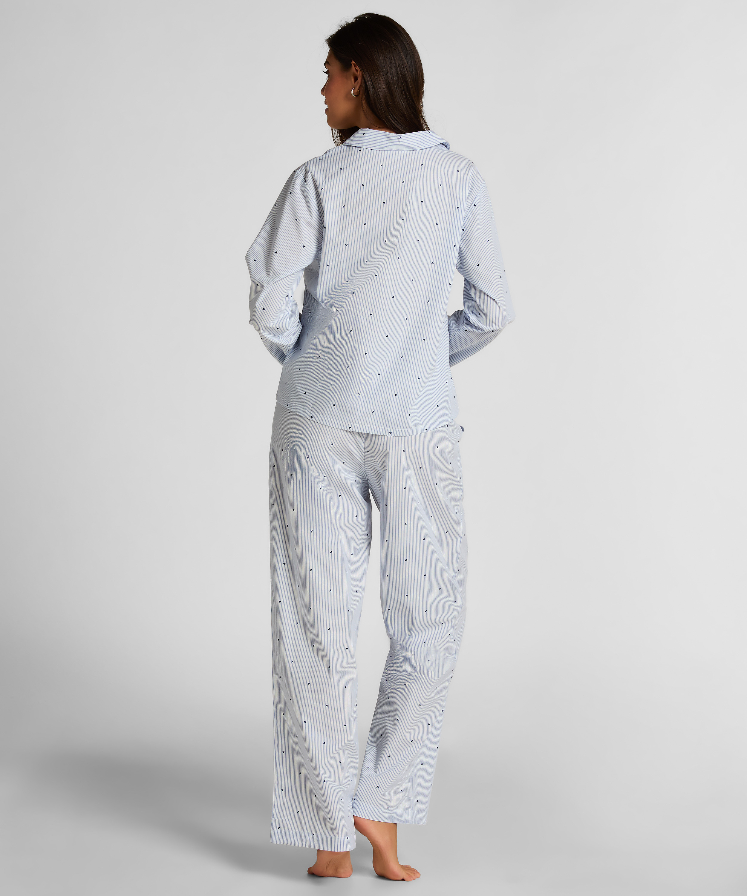 Pantalón de algodón a rayas con corazón, Azul, main