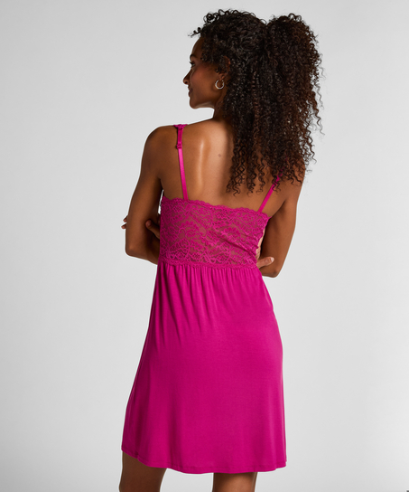 Vestido lencero Nora Lace, Rosa