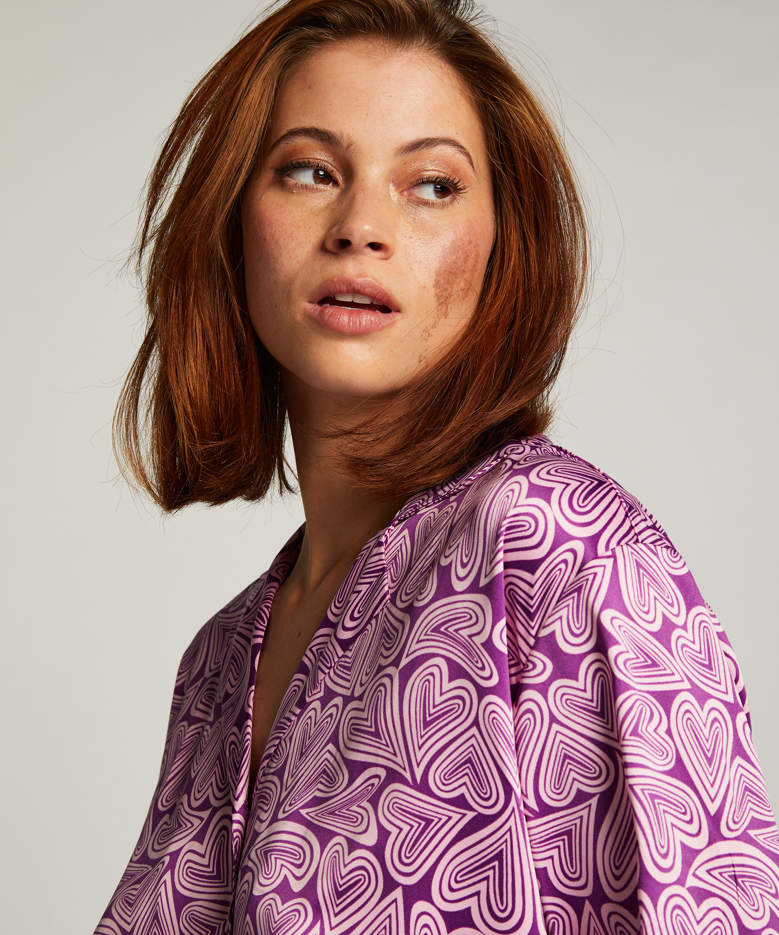 Chaqueta de manga larga y satén, Morado, main