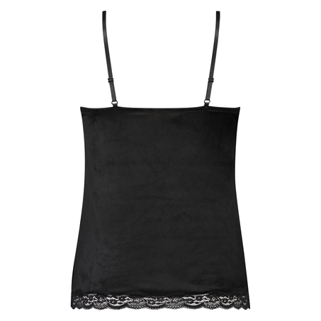 Camiseta top Velours Lace, Negro