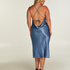 Vestido midi Satén, Azul