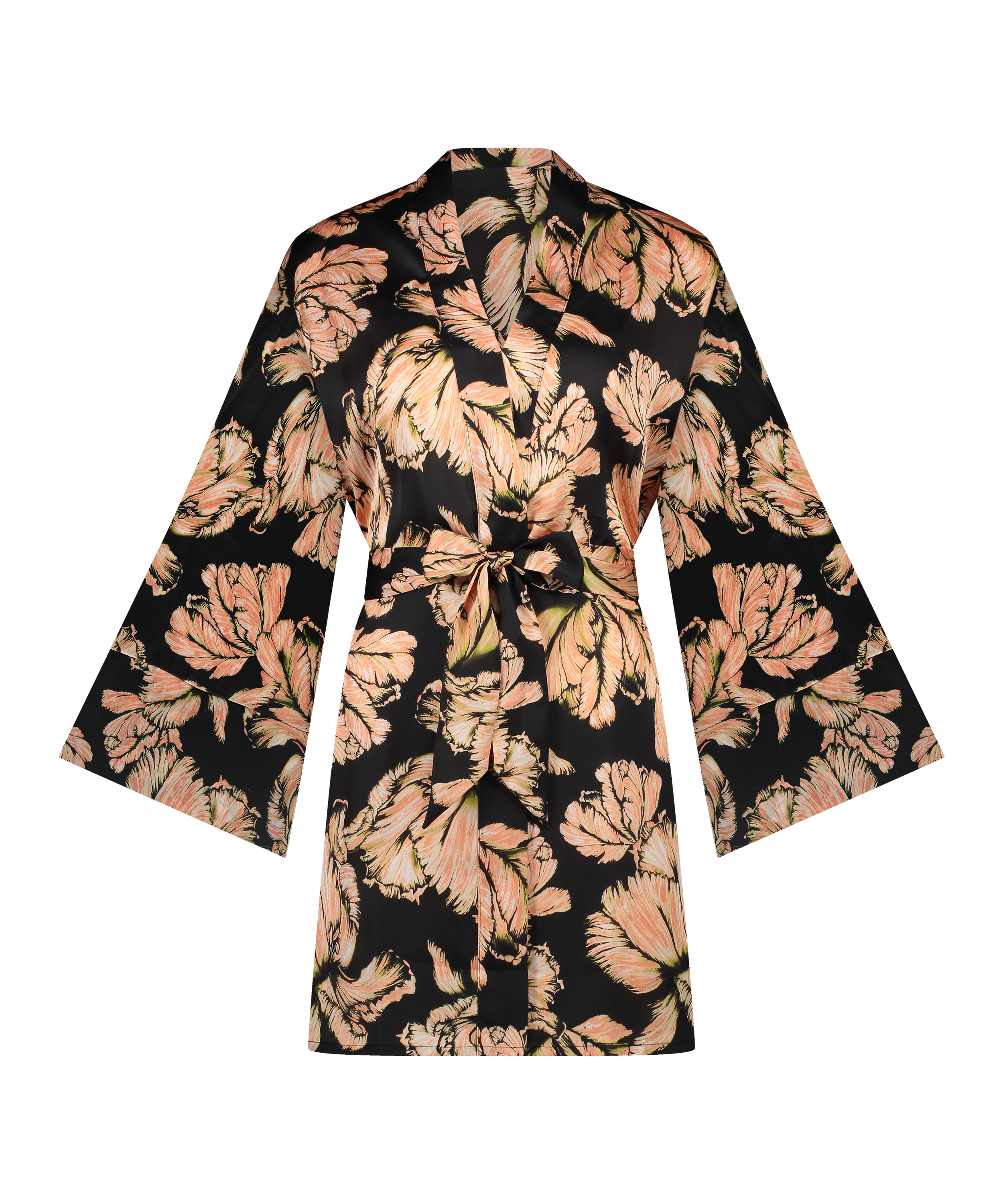 Kimono de satén, Negro, main