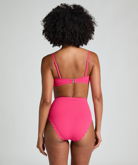 Braguita de bikini de cintura alta Scallop Rio, Rosa