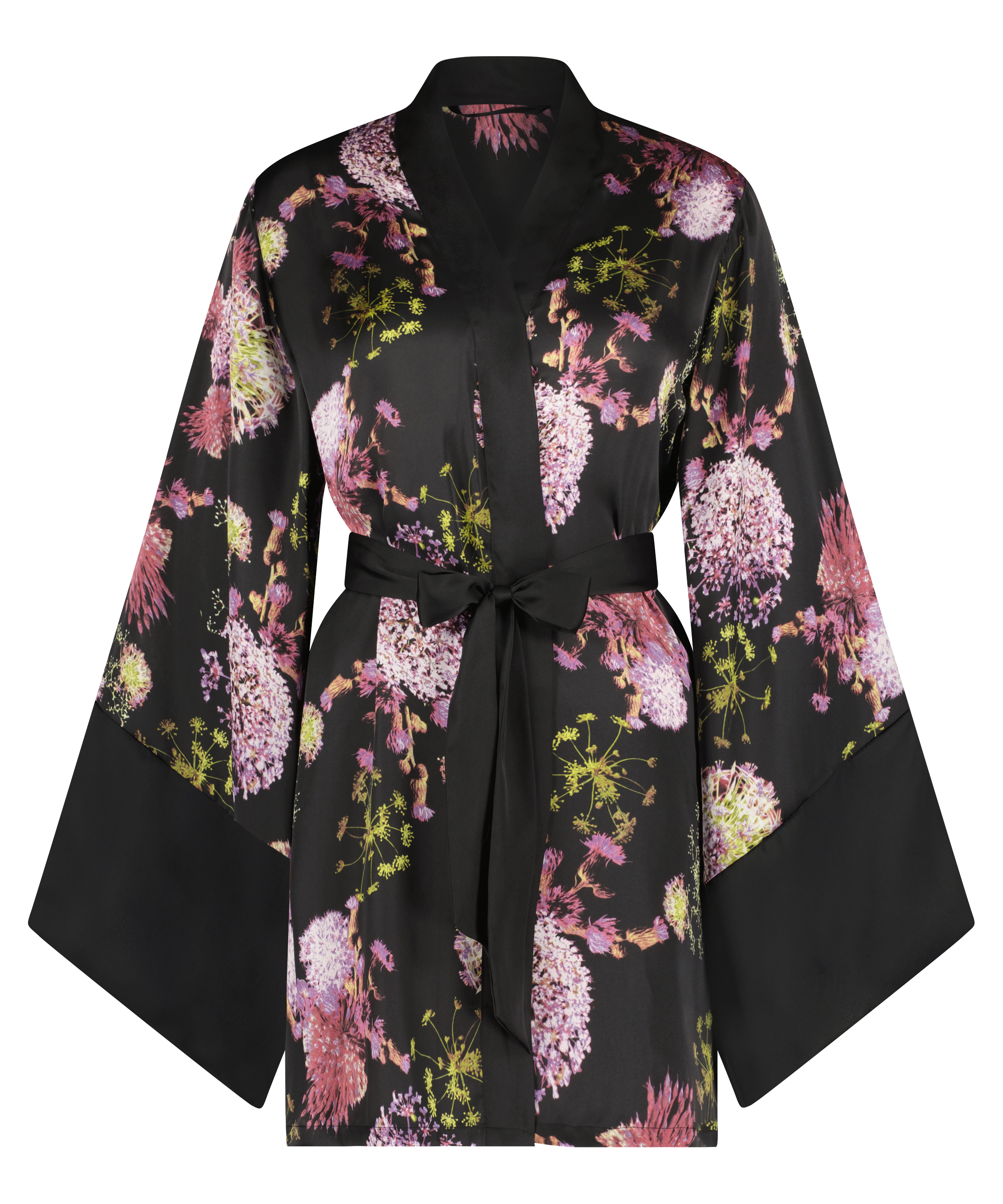 Kimono de satén, Negro, main