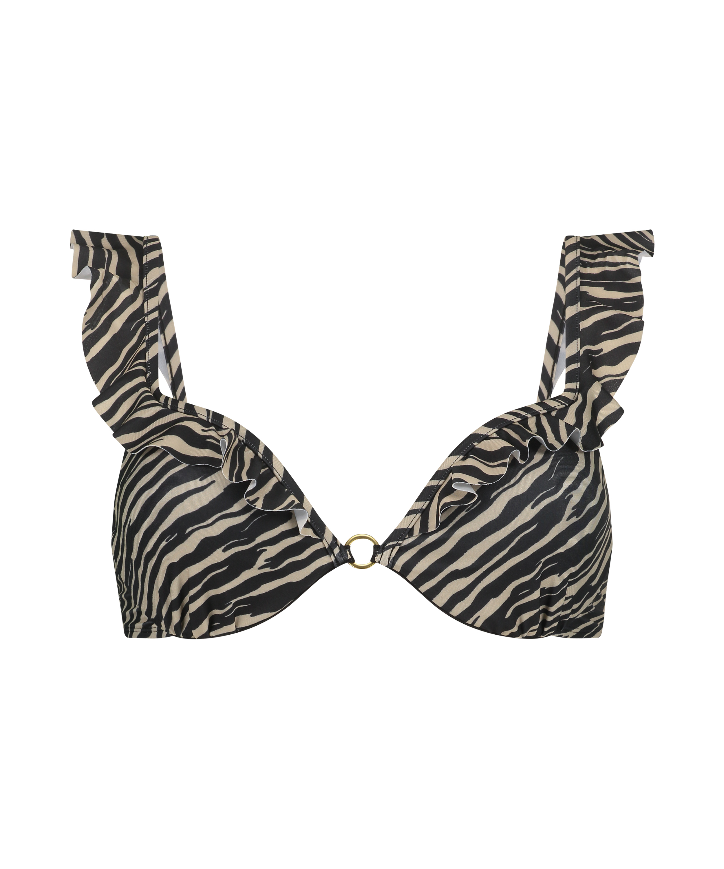 Top de bikini acolchado con aros Zebra, Marr&oacute;n, main