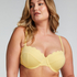 Top de bikini con aros, sin tiras y acolchado Scallop Copa E +, Amarillo