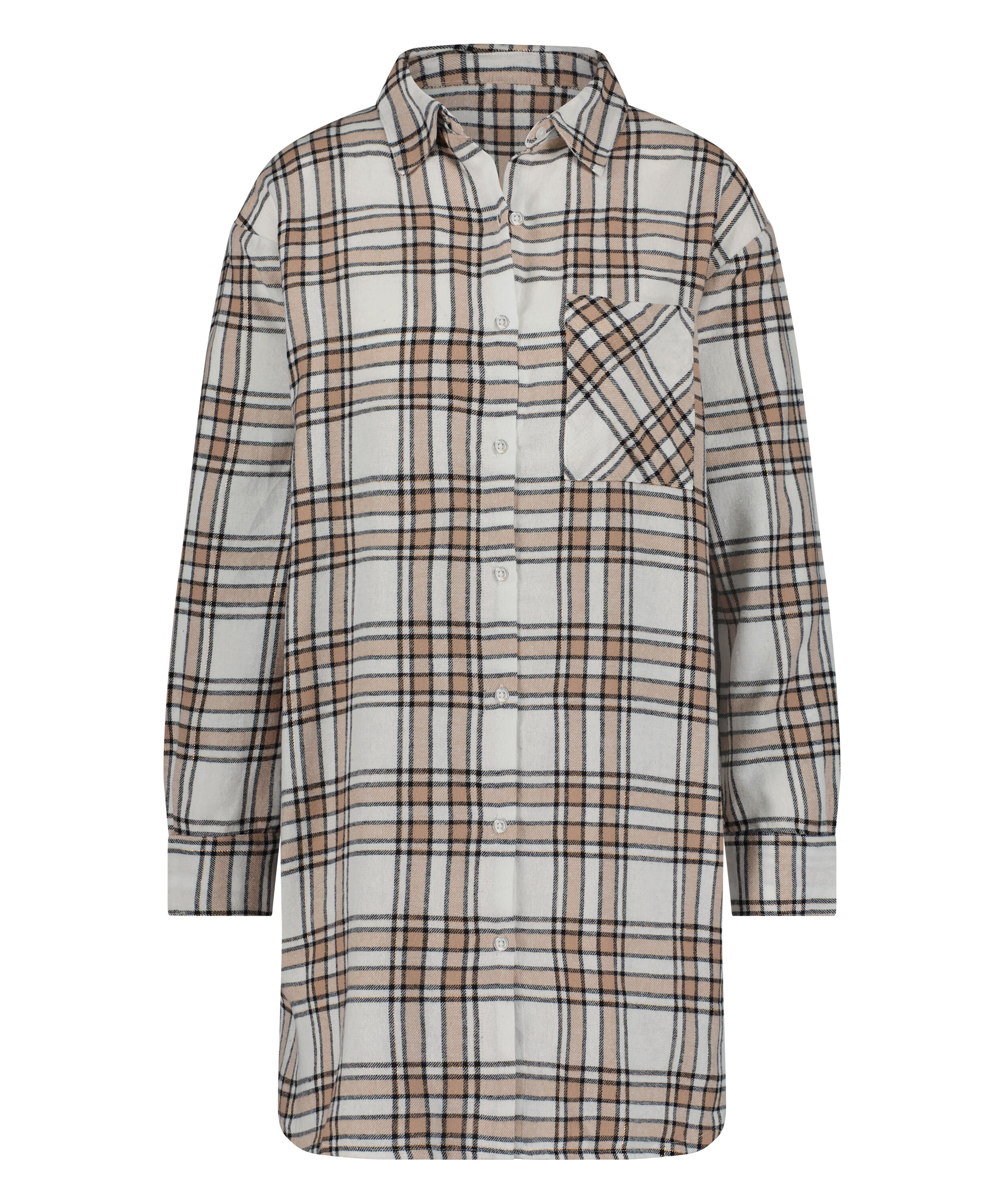 Camisón boyfriend Check, Beige