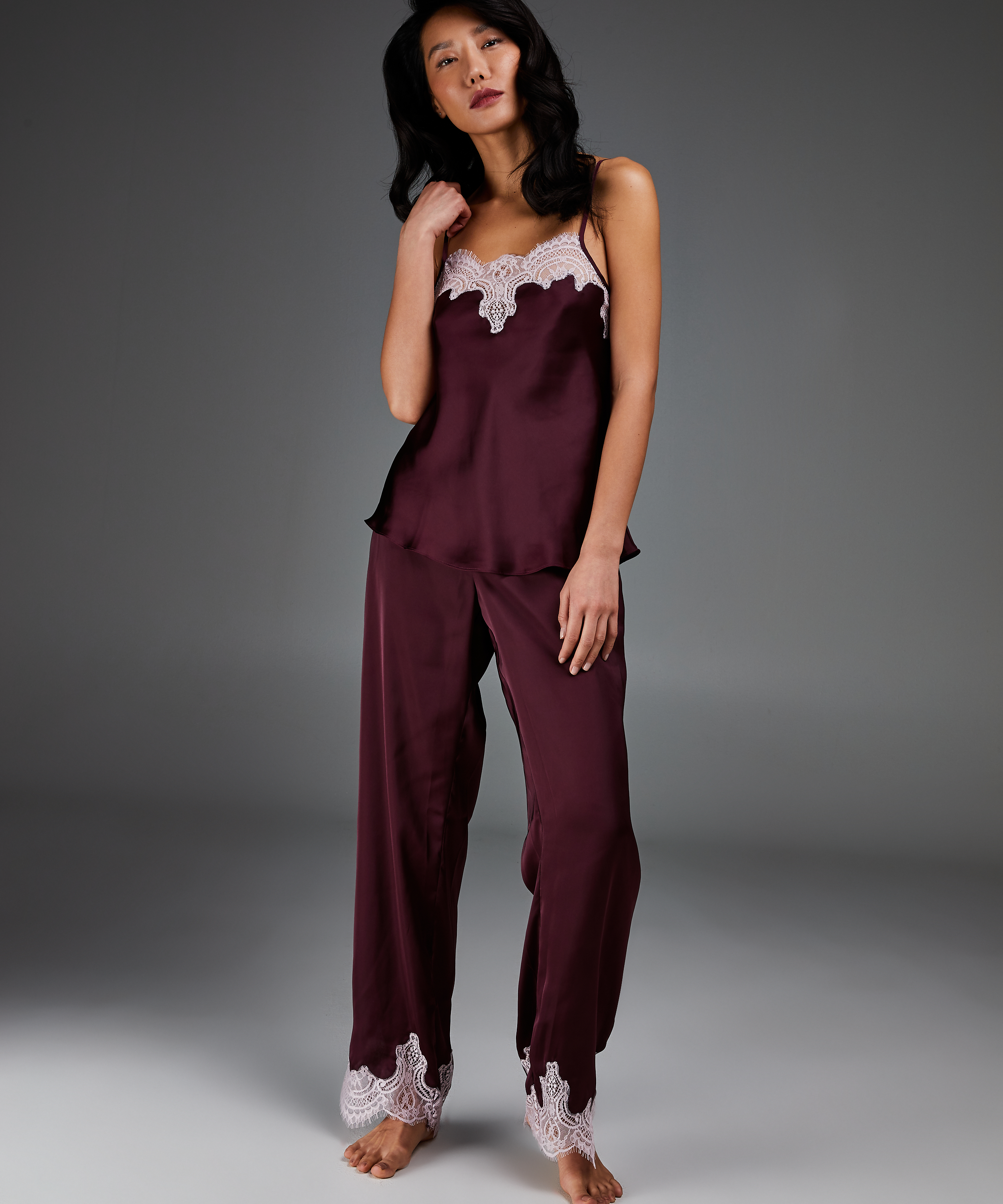 Camiseta top satinada, Rojo, main