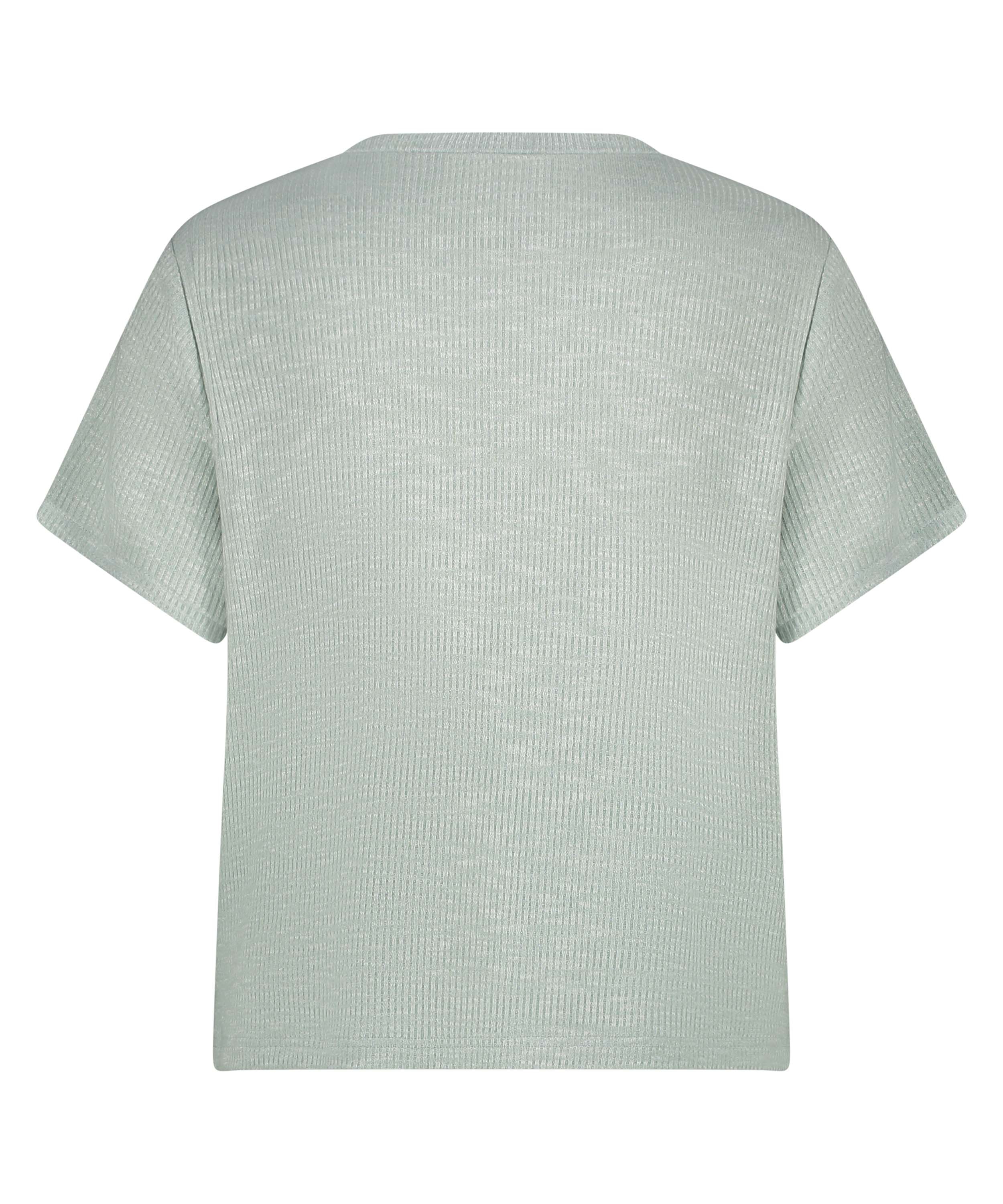 Top de manga corta de canalé, Verde, main