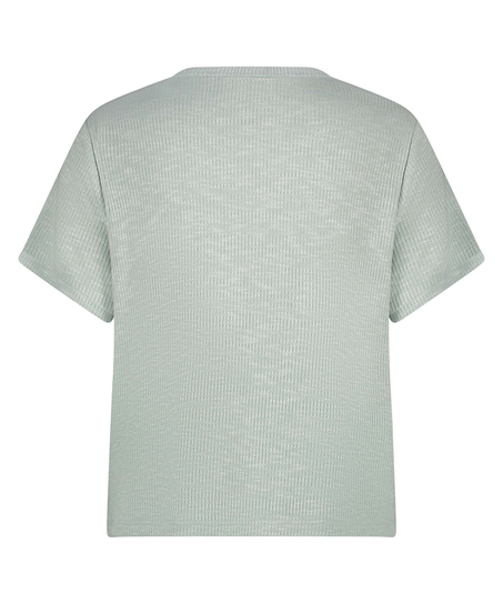 Top de manga corta de canalé, Verde