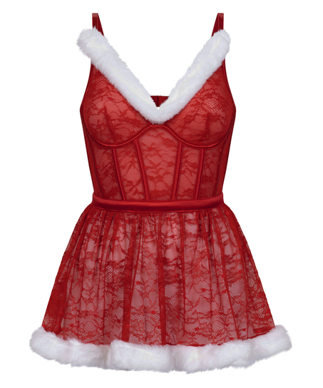 Vestido camisi&oacute;n Sexy Santa con aros, Rojo