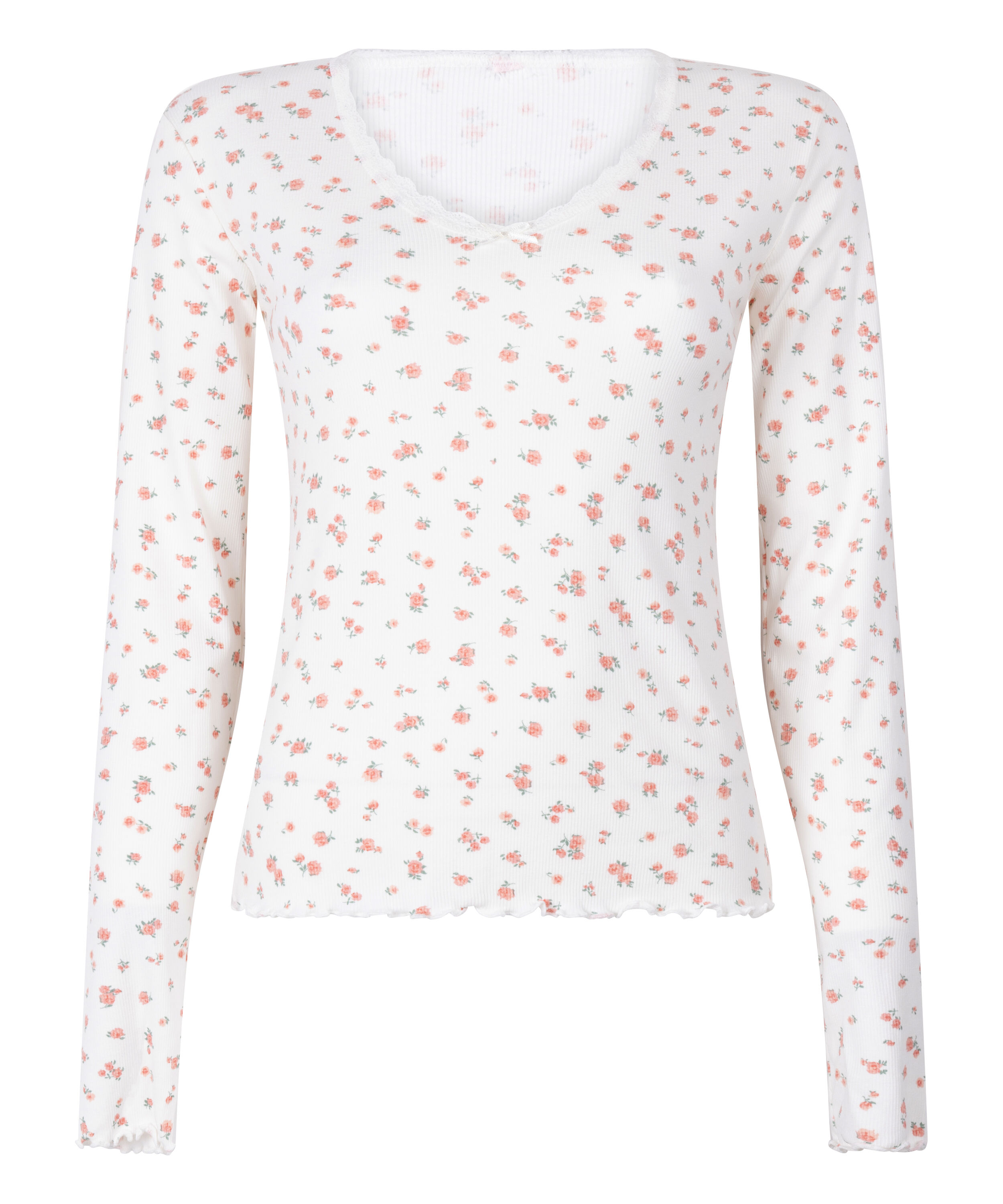 Top de pijama acanalado, Blanco