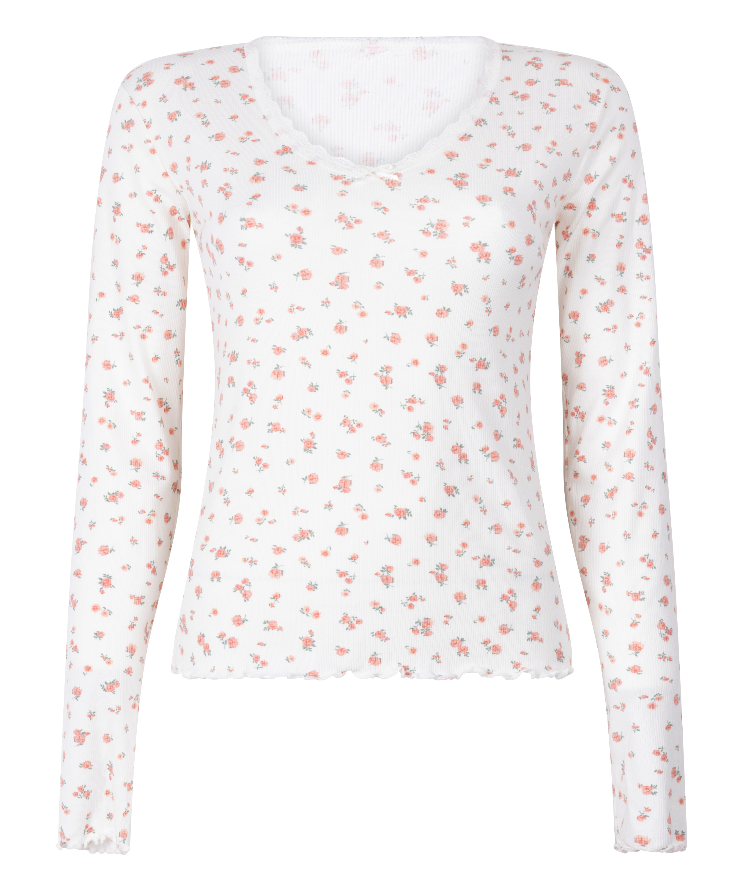 Top de pijama acanalado, Blanco, main